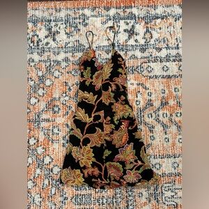MANGO Black Dress with Vibrant Floral Patterns (size Medium)